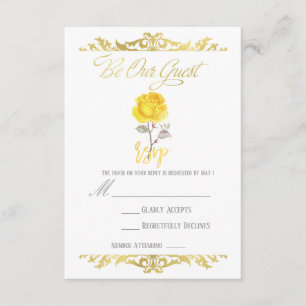Yellow Rose & Elegant Gold Party Event RSVP Reply Card