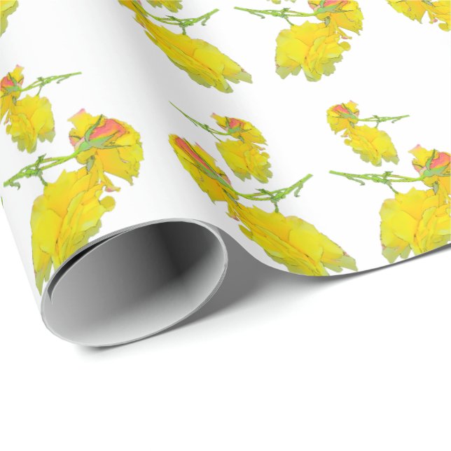Yellow Rose Fabric. Wrapping Paper (Roll Corner)