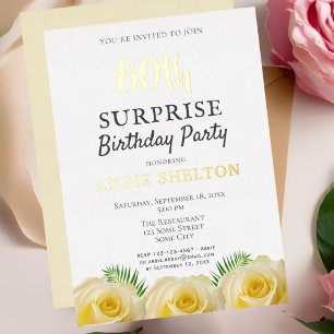 Yellow Rose Floral 80th Surprise Birthday Party