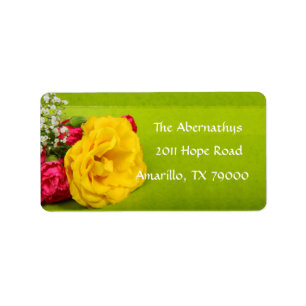 Yellow Rose Floral Address Label