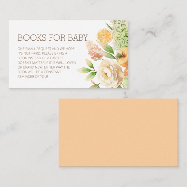 Yellow Rose Floral  Baby Shower Books for Baby Enclosure Card (Front/Back)