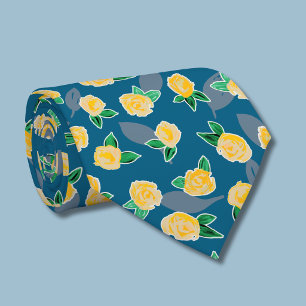 Yellow Rose Floral Botanical  Tote Bag Tie