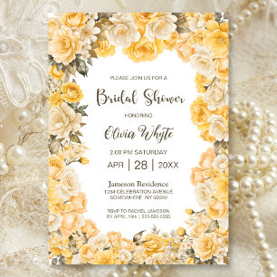 Yellow Rose Floral Bridal Shower Invitation