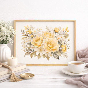Yellow Rose Floral Cottage Farmhouse Home Decor