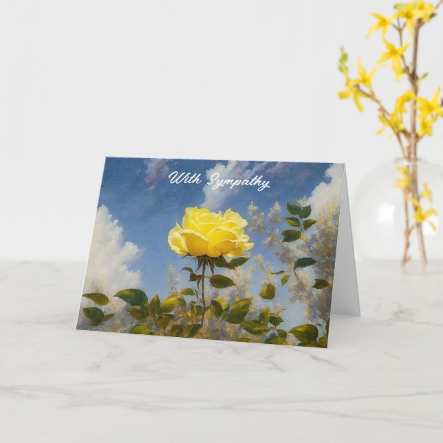Yellow Rose Floral Flower Art Sympathy Card (Yellow Flower)
