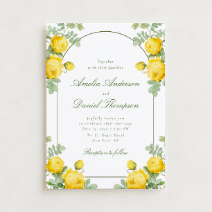 Yellow Rose Floral Frame Wedding Invitation