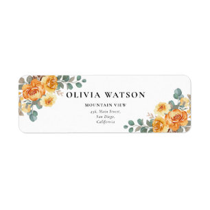 Yellow Rose Floral Geometric Wedding Address