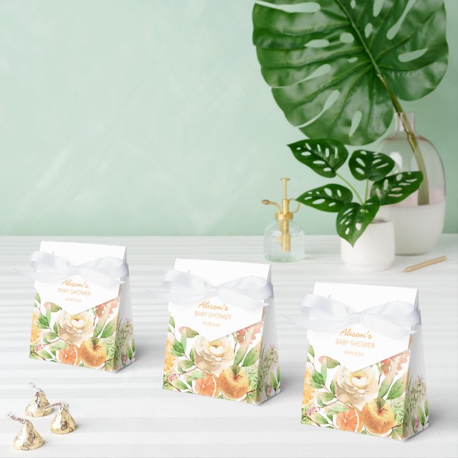 Yellow Rose Floral Greenery Girl Baby Shower Favour Box (Creator Uploaded)
