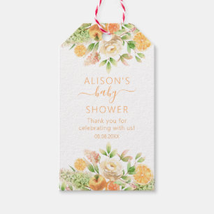 Yellow Rose Floral Greenery Girl Baby Shower Gift Tags