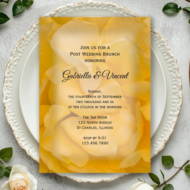 Yellow Rose Floral Post Wedding Brunch Invitation (Creator Uploaded)