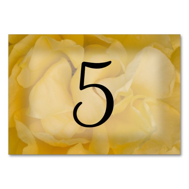 Yellow Rose Floral Table Numbers (Front)