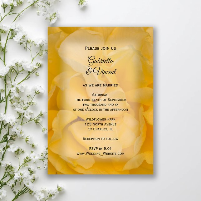 Yellow Rose Floral Wedding Invitation (Creator Uploaded)