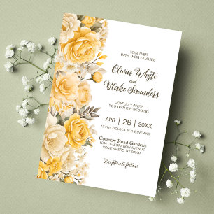 Yellow Rose Floral Wedding Invitation