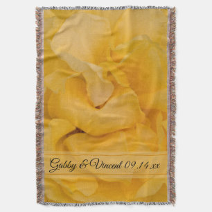 Yellow Rose Floral Wedding Keepsake Throw Blanket