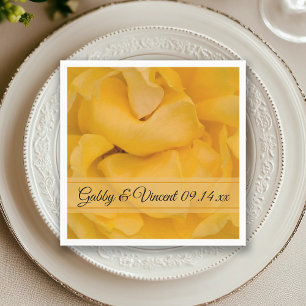 Yellow Rose Floral Wedding Napkin