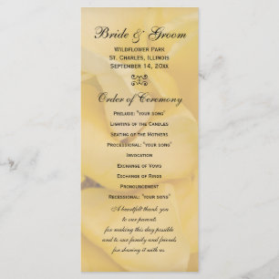 Yellow Rose Floral Wedding Program Programme