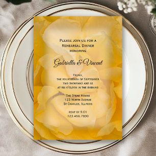 Yellow Rose Floral Wedding Rehearsal Dinner Invitation