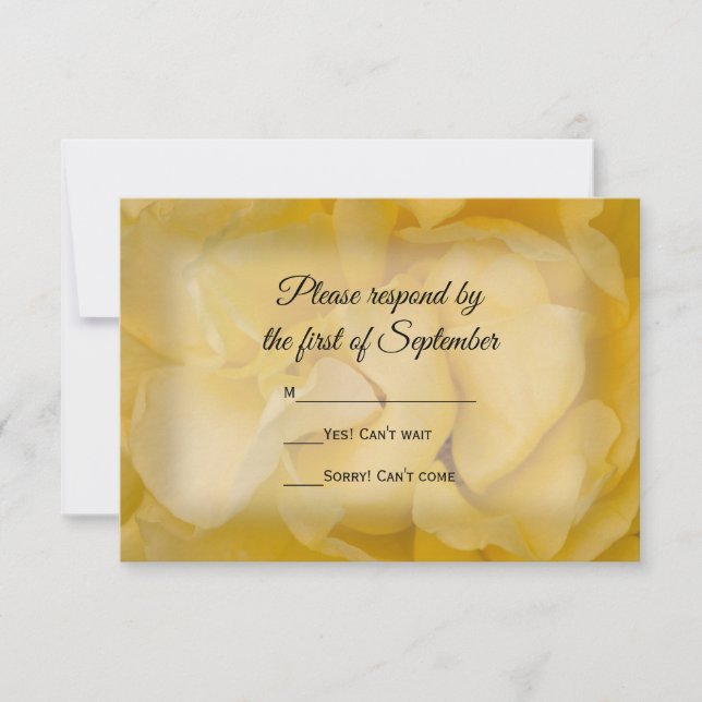 Yellow Rose Floral Wedding RSVP Response Card (Front)