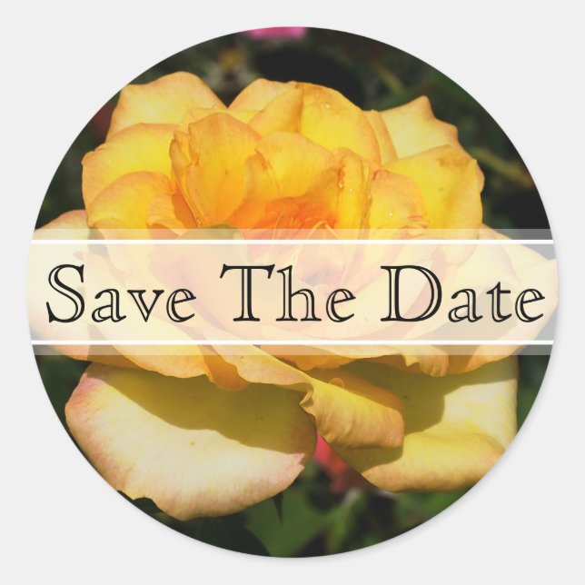 Yellow Rose Floral Wedding Sticker (Front)