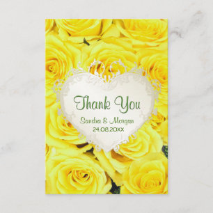 Yellow Rose Floral Wedding Thank You Card
