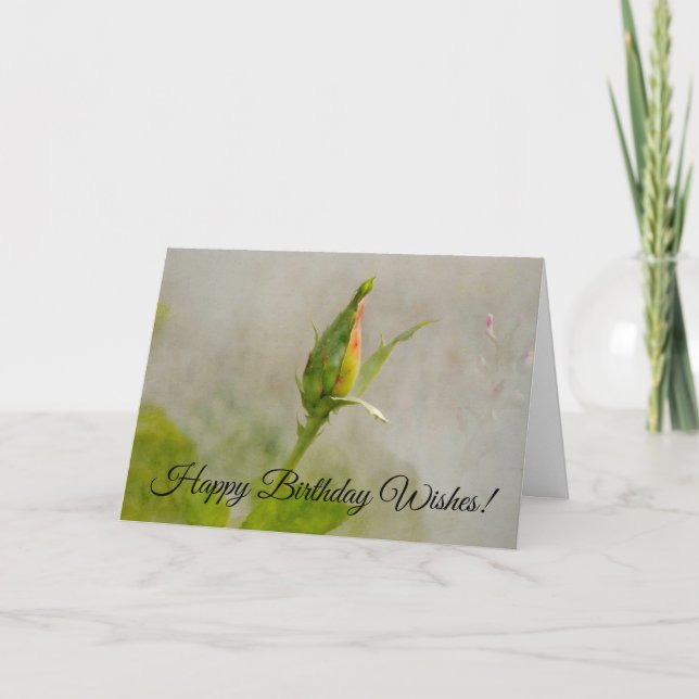 Yellow Rose Flower Art Birthday Card (Front)