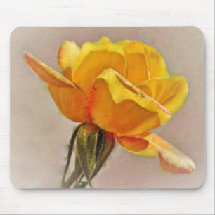 Yellow Rose Flower Art Gold Flower Mouse Pad