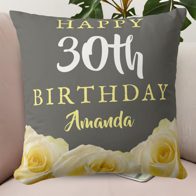 Yellow Rose Flower Floral 30th Birthday  Cushion (Creator Uploaded)