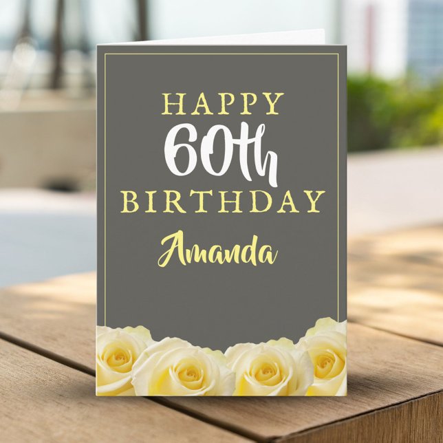 Yellow Rose Flower Floral 60th Birthday Card (Creator Uploaded)