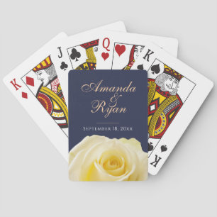 Yellow Rose Flower Floral Bride Groom Wedding Date Playing Cards