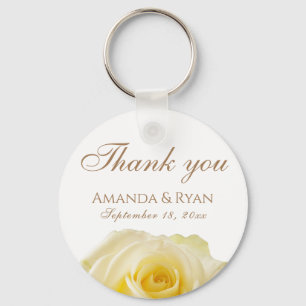 Yellow Rose Flower Floral Wedding Thank you Keycha Key Ring