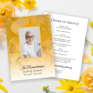 Yellow Rose Flower Funeral Memorial Service Programme
