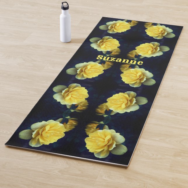 Yellow Rose Flower In Bloom Abstract Personalised Yoga Mat (In Situ)