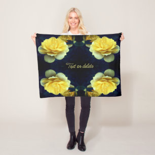 Yellow Rose Flower In Bloom Personalised Fleece Blanket