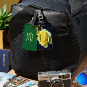 Yellow Rose Flower In Full Bloom Personalised Luggage Tag