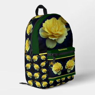 Yellow Rose Flower In Full Bloom Personalised Printed Backpack