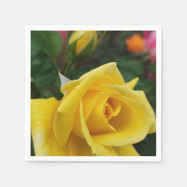 Yellow rose flower napkins (Front)