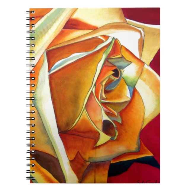 Yellow Rose flower original watercolor Art Notebook (Front)