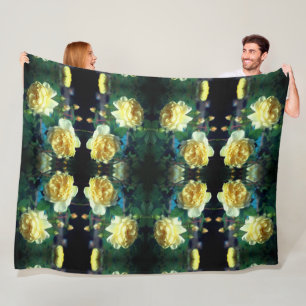 Yellow Rose Flower Pair Abstract  Fleece Blanket