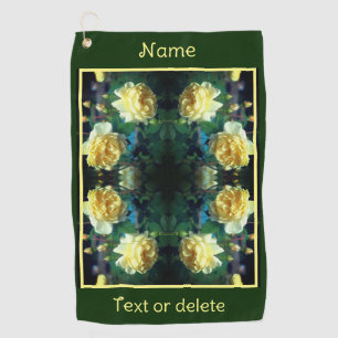 Yellow Rose Flower Pair Abstract Personalised Golf Towel
