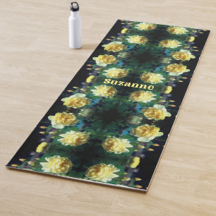 Yellow Rose Flower Pair Abstract Personalised Yoga Mat