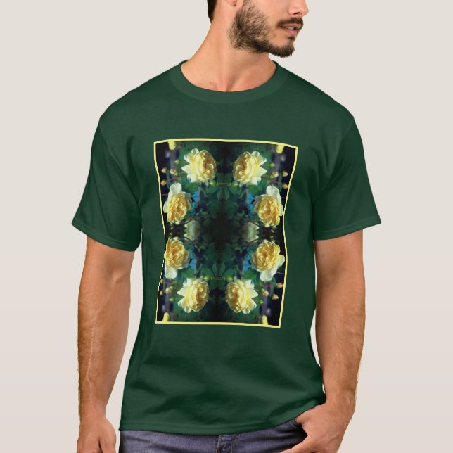 Yellow Rose Flower Pair Abstract T-Shirt (Front)