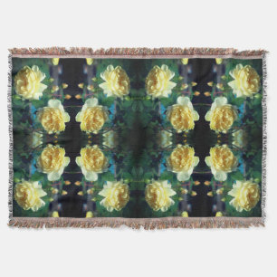 Yellow Rose Flower Pair Abstract  Throw Blanket