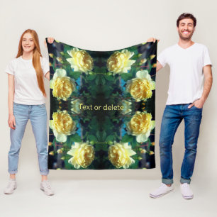 Yellow Rose Flower Pair Pattern Personalised Fleece Blanket
