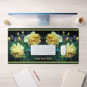Yellow Rose Flower Pair Personalised Desk Mat