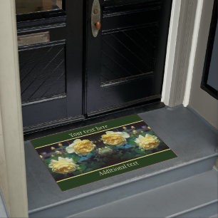 Yellow Rose Flower Pair Personalised Doormat
