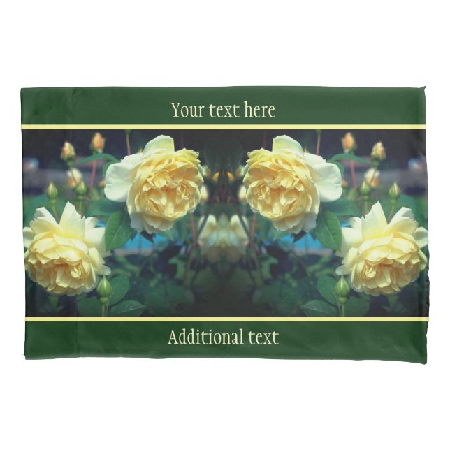 Yellow Rose Flower Pair Personalised Pillowcase (Front)