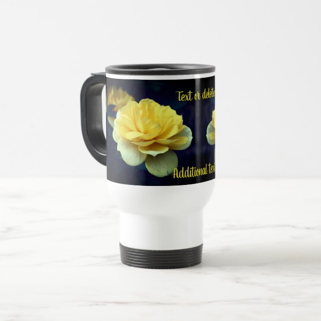 Yellow Rose Flower Personalised  Travel Mug (Front Left)
