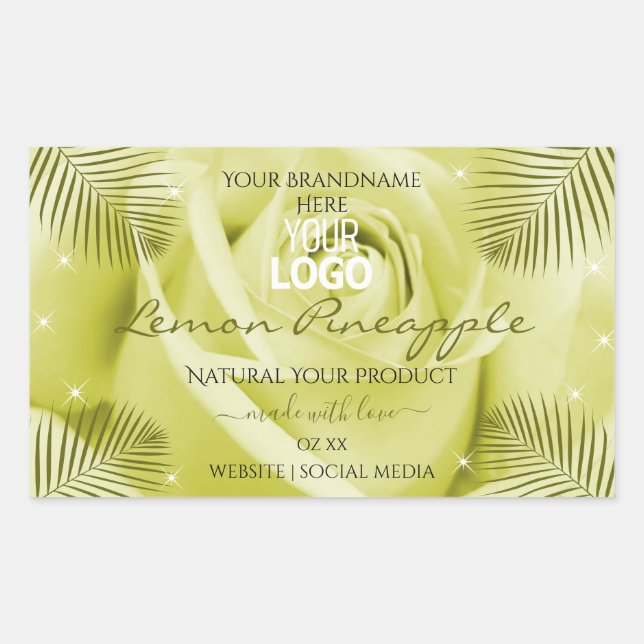 Yellow Rose Flower Product Labels Palm Leaves Logo (Front)