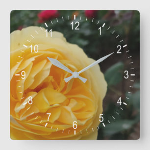 Yellow rose flower square wall clock