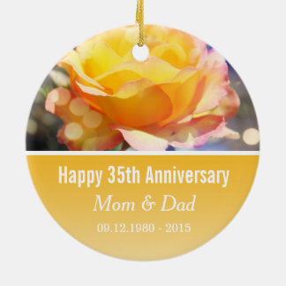 Yellow rose flower wedding anniversary ceramic tree decoration